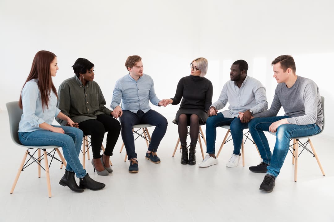 Diverse group supporting each other